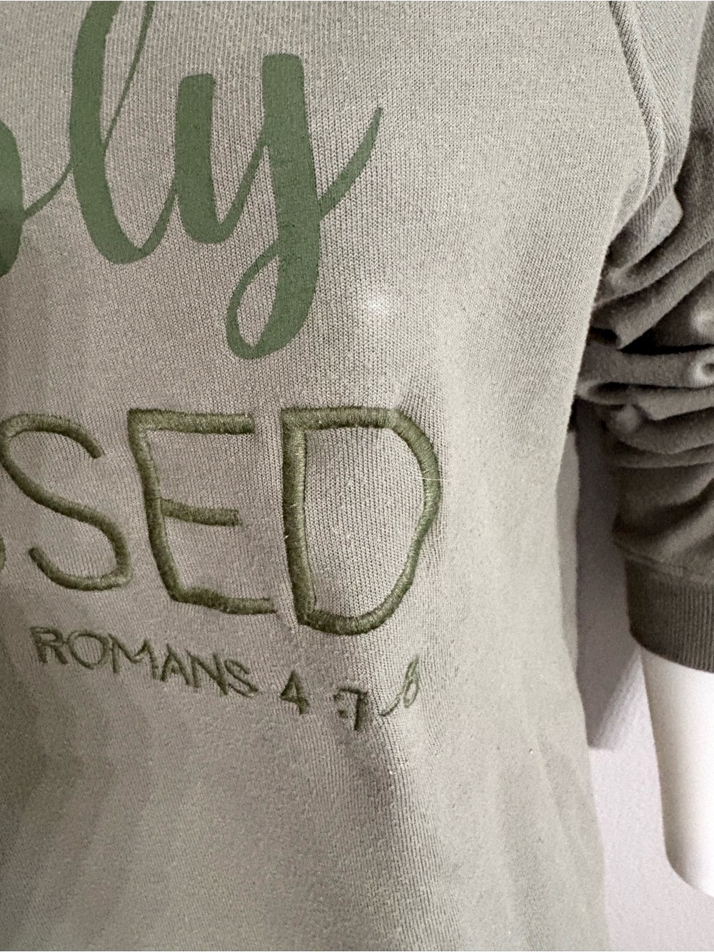 Simply Blessed Olive Green Crew Neck Sweatshirt - Women's Casual Pullover - Picture 3 of 5